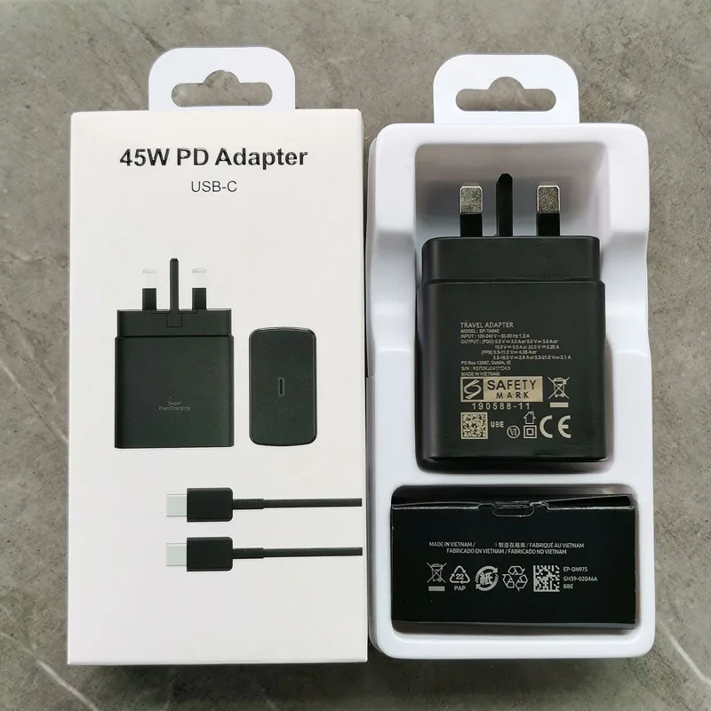 

45w UK Plug Charger PD Super Fast Charge Adapter For Galaxy Z Flip Fold 5 4 3 2 S24 S23 S22 S21 S20 Note 20 Ultra 10 Plus FE A55