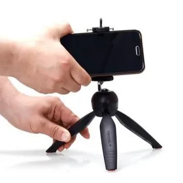 Phone Holder Clip Desktop Tripod 2 in 1 Mini Handheld Tripod Selfie Holder
