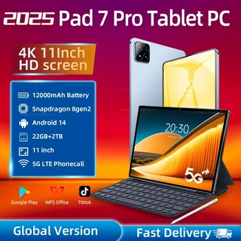 2025 New Global Version Pad 7 PRO 11" Tablet Android 14 22GB 2TB 12000mAh 5G Dual WiFi Phone Call Google Play Portable Tablet PC