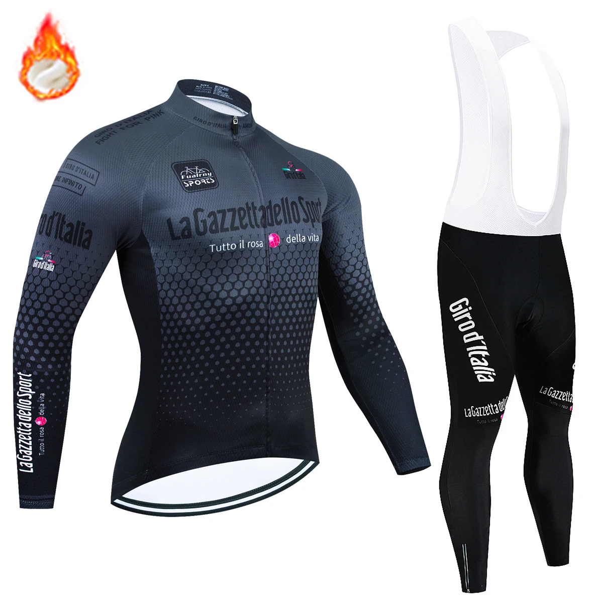Men's Winter Thermal Fleece Cycling Jersey Sets Long Sleeve Bicycle Clothing MTB Bike Wear Tour De Italy Cycling Suit