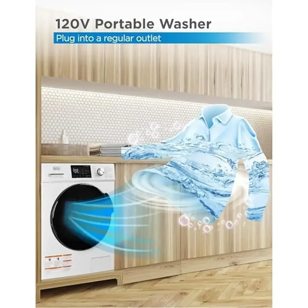 Compact Front Load Washer 2.7 Cu. Ft. LED Display 16 Cycles Stainless Steel Tub Auto Unbalance Detection 1300 RPM Max Spin Speed
