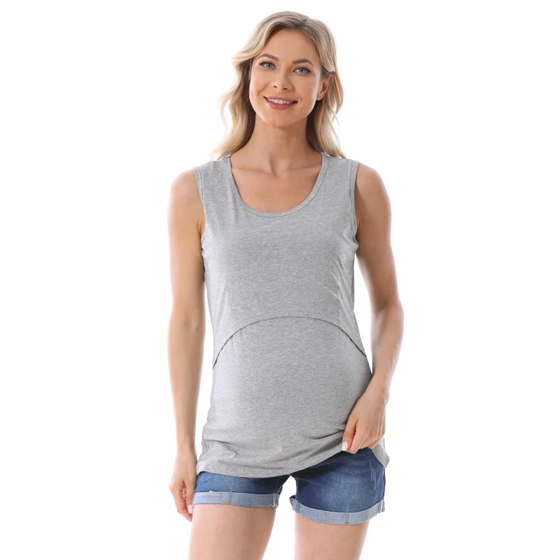 Maternity Nursing Vest Breastfeeding Tank Top Pregnancy T-shirt Lactation Sling Camisole Feeding Underwear