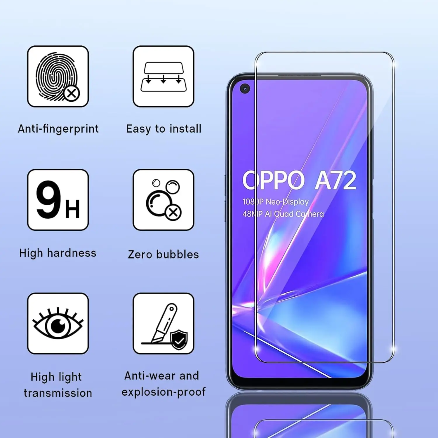 2Pcs/4Pcs 9H Tempered Glass For OPPO A72 5G 4G Screen