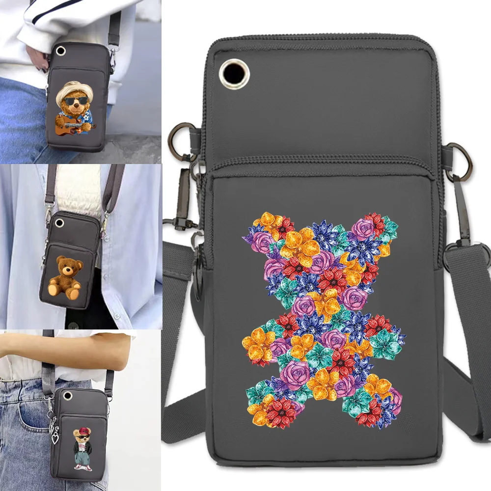 Waterproof Phone Bag Universal IPhone/Huawei/xiaomi Handbags Women Purse Clutch Cell Phone Wallet Shoulder Bags Bear Pattern