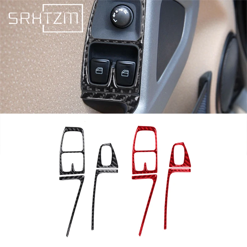 Per Benz Smart Fortwo 451 Coupe 2011-2015 Guida A Sinistra Interruttore Finestra In Fibra Di Carbonio Bracciolo Pannello Copertura Adesivo Trim