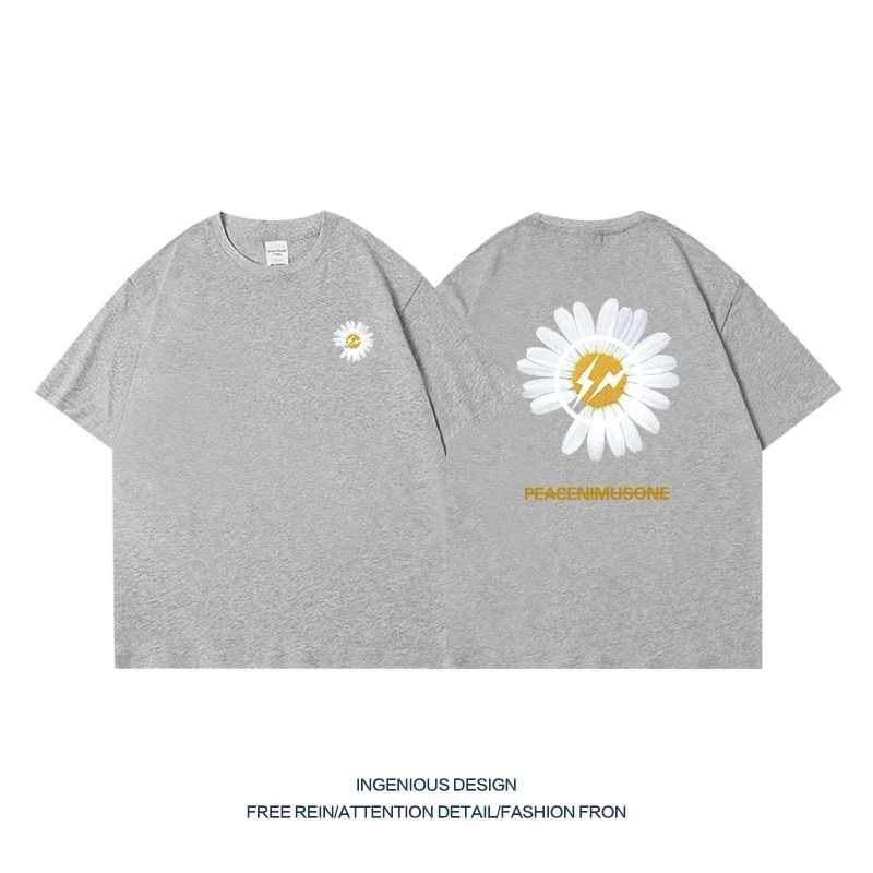2025 Summer New Trendy Brand T-shirt Men's Summer High-quality Ins Creative Pure Cotton Half-sleeved Loose Couple T-shirt 2