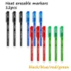 12PCS 0.7MM Erasable Neutral Pen, Bullet Nib, Washable Pens, Smooth Writing, That Disappear with Heat, Black Blue Red Green Ink 1
