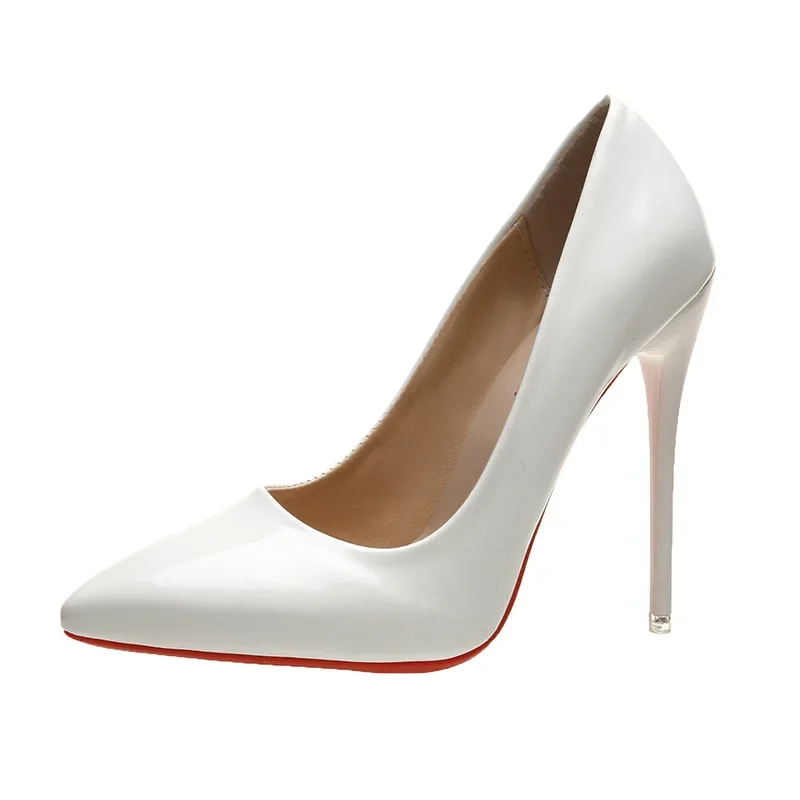 2023 Spring Super High 12cm Stiletto Heels Pumps Women Shoes Pointed Toe Florescence Patent Leather Office Thin Heel 6