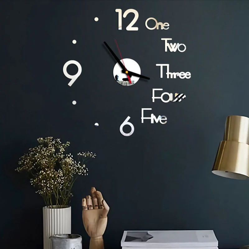 3D Wall Clock DIY Creative Mirror Surface Wall Decorative Sticker Frameless for Home School Office Living Room wall clock wall clock sticker