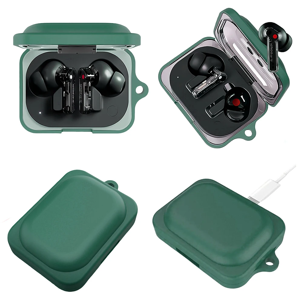 Crystal Clear Shockproof Earphone Case with Keychain Clip