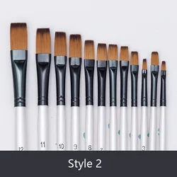 12-Piece Premium Nylon Hair Paint Brush Set with Wooden Handles for Watercolor and Acrylic Painting (Style 2)