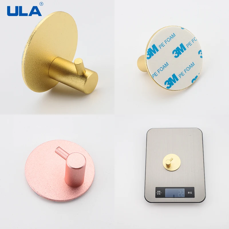 ULA Wall Hook Door Hook Key Rack Kitchen Bathroom Towel Robe Hanger Aluminum Towel Clothes Robe Rack Square Round towel hook bathroom hardware set bathroom hardware accessories clothes hook 4PCS