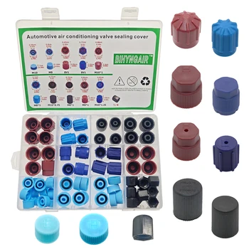 77 PCS Universale Auto Auto A/C R134a R12 Lato Alto Basso Sistema AC Nucleo Valvola Tappi Antipolvere Set Guarnizione Aria di Ricambio Aria Condizionata