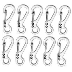 10-Pack Mini Carabiner Paracord Tactical Gear Hooks (Silver)