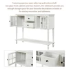 TREXM Farmhouse Wood/Glass Sideboard Console Table with Bottom Shelf - White Buffet Storage Cabinet for Living Room 5