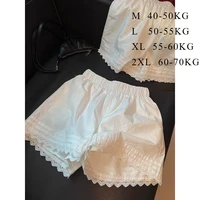 White Lace Trim Patchwork Casual Shorts for Women's High Waisted Wide Leg Vacation Beach Pants Loose Thin Bottoms Home Shorts - Image 6