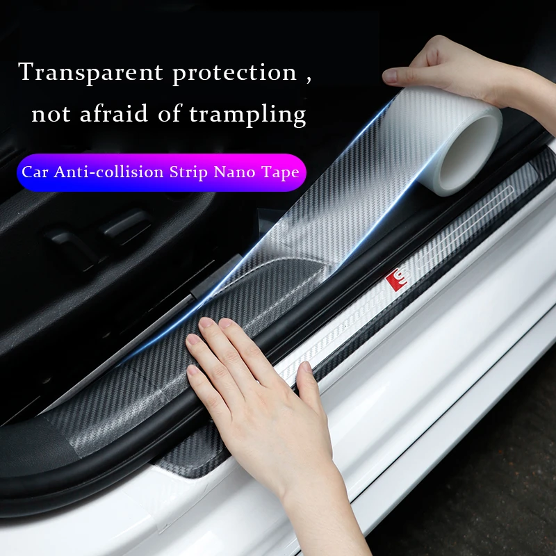 3D transparent nano carbon fiber car sticker car threshold bumper
