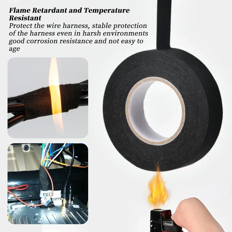 Electrical Insulating Tape Heat Resistant 9/15/50MM Car Cable Harness Wiring Loom Protection Waterproof