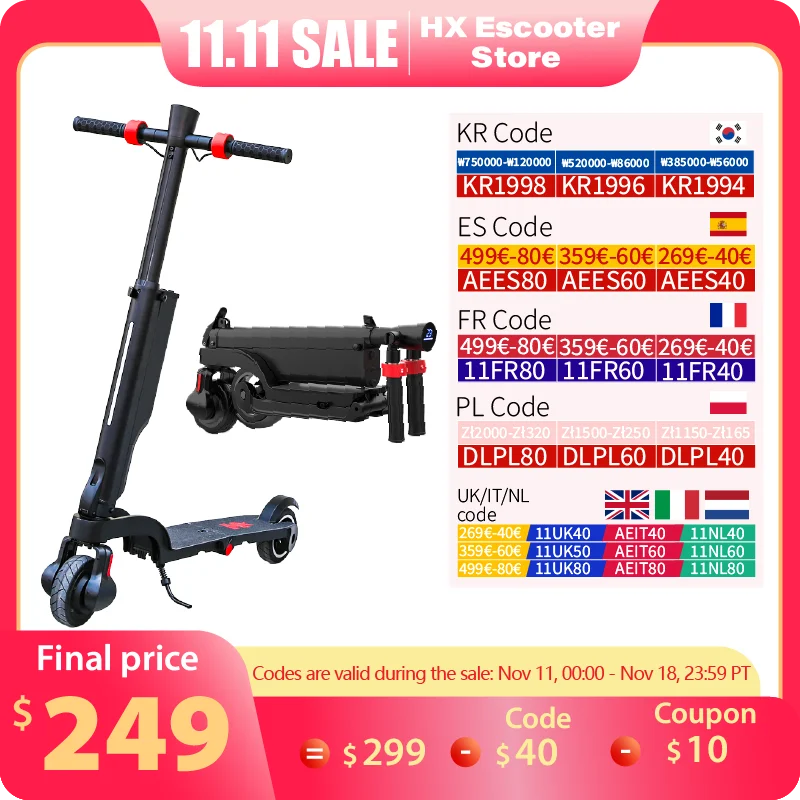 HX X6 Electric Scooter Adult 350W 7.5AH 36V 25KM/H EScooter For Adult Children 5.5 inch Wheel Foldable Electric Kick E Scooter