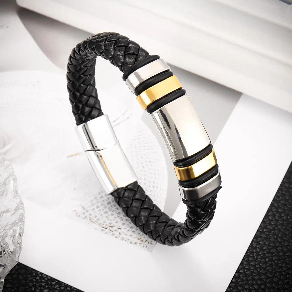 Personality Fashion Trend Leather Bracelet Hip Hop Chic Charm Punk Bracelet Couples Holiday Gift Jewelry Accessories