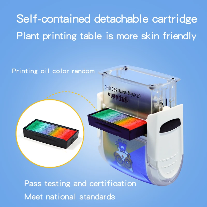 Children's gradient color clothing name stamp upgraded waterproof washable embroidery automatic flip back ink stamp