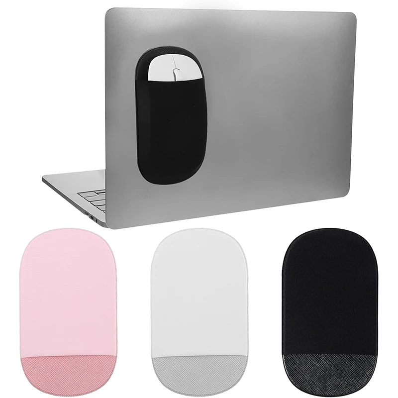 Slim Mouse Holder for Laptop Universal Stick-On Mouse Pouches with Reusable Adhesive Mouse Pocket Reusable Mouse Storage Bags