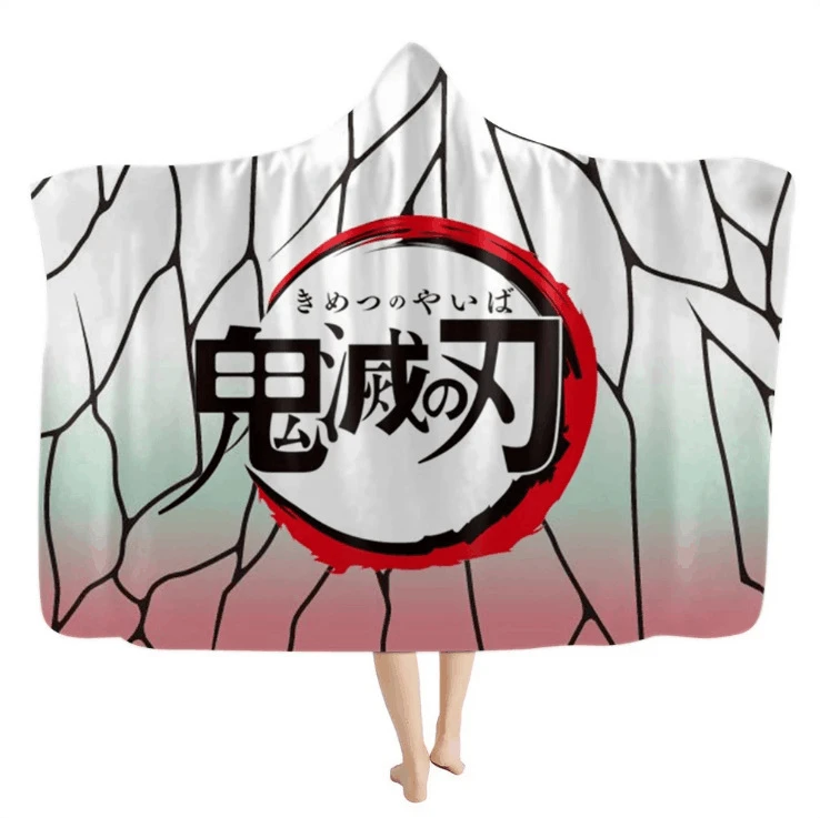 Demon Slayer Throw Blanket Wearable Cloak Cape Hooded Tanjirou Nezuko