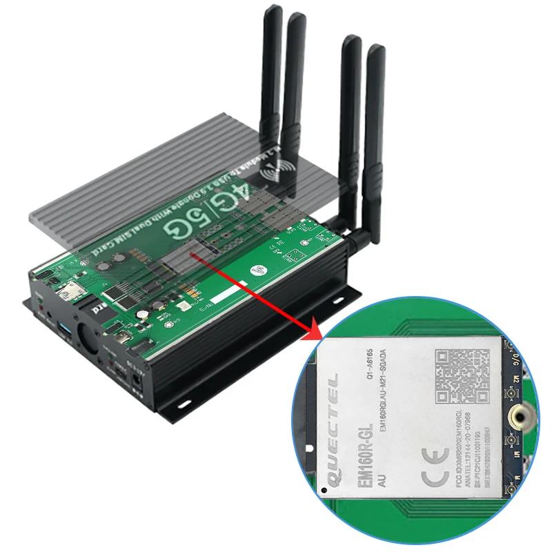Quectel EM160RGL LTE Cat16 M.2 module USB Modem with cooler fan