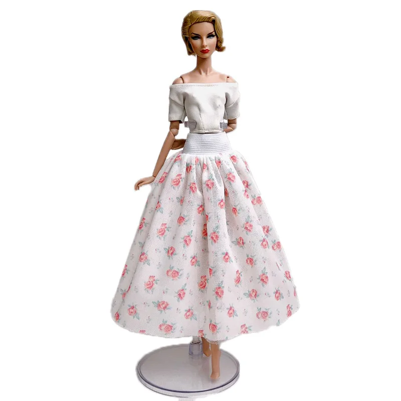 Fashion Doll Clothes For Barbie Doll Outfits Floral Party Dress Gown Shirt & Midi Skirt Dress 1/6 Dolls Accessories Kids Toy