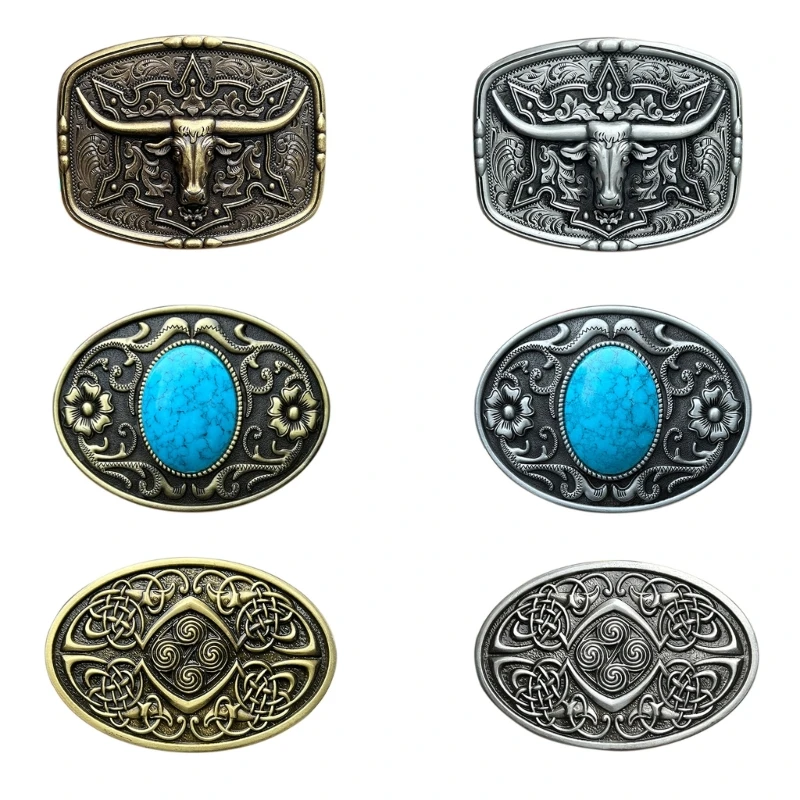 Relief Pattern Belt Buckle Adult Unisex Clothing Accessories Western Style Buckle for Adult Waist Belt DIY Supplies