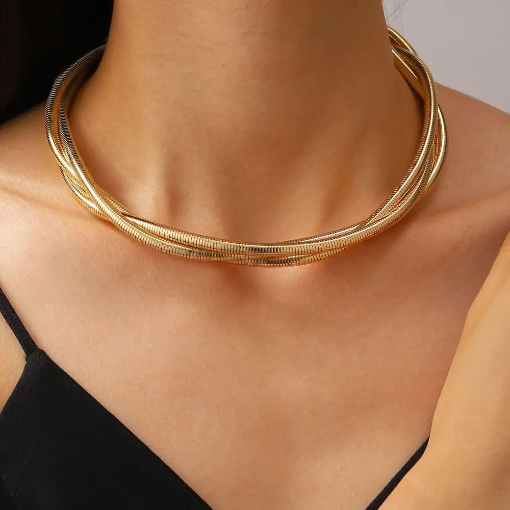 New Alloy Bendable Snake Necklace Silver Color Gold Color Flexible Choker Punk Jewelry Accessories Bracelet