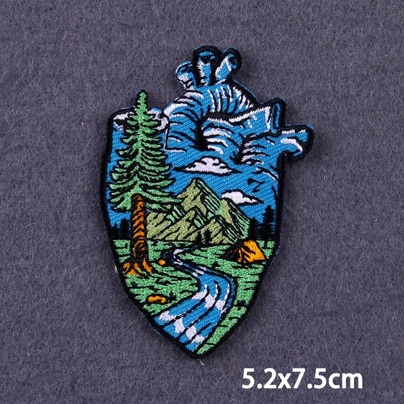 Diansour Eisen auf Patches für Kleidung thermoadhäsive Patches Abenteuer Landschaft Tier Stickerei Patch auf Kleidung DIY – Detail 11
