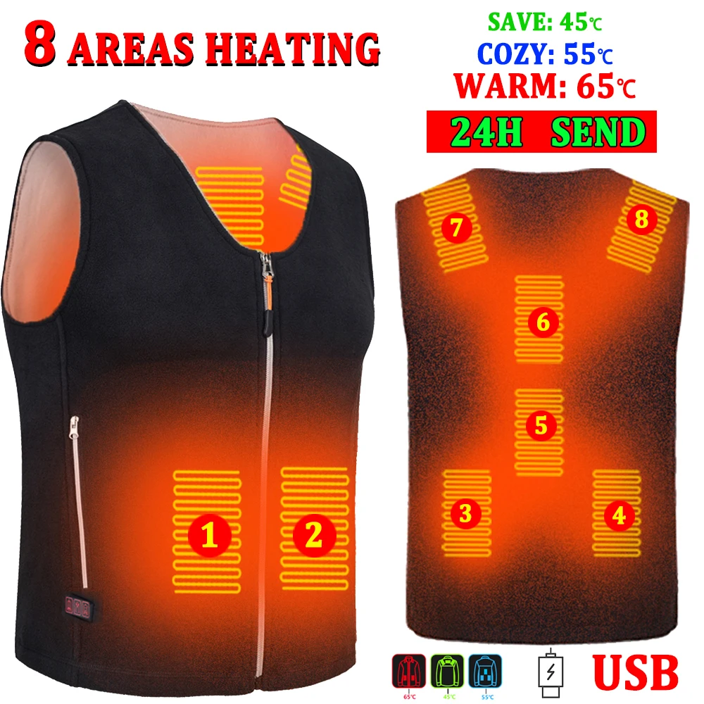 Winter Heated Vest Jacket for men women 5/8 Areas Jacket Heated Heating Warmer USB Tactical Jacket Thermal Vest Body Waistcoat 6