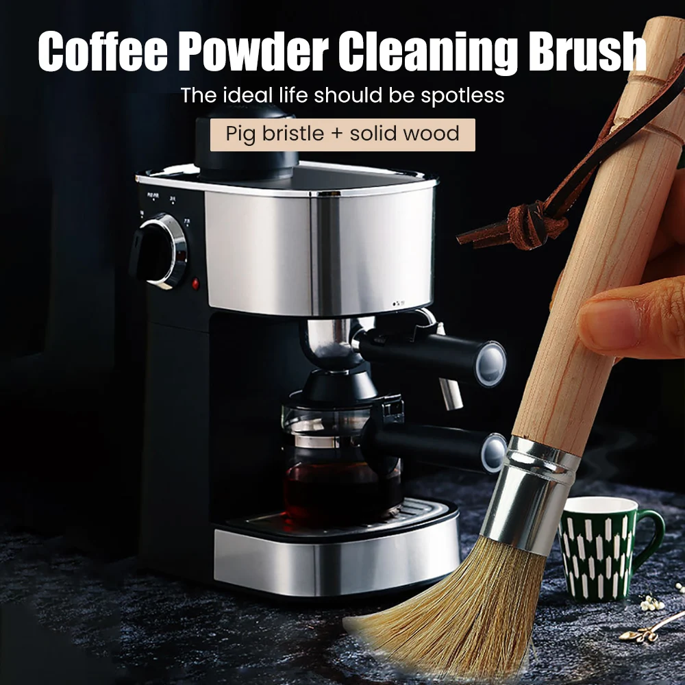 Description Picture 2 of itemBean Grinder Coffee Powder Cleaning Brush Ebony Beech Coffee Bar Pig Bristle Brush Cleaning Brush Strap Strap