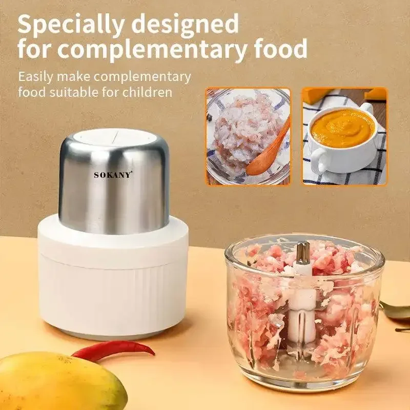 Houselin Food Processor, Electric Food Chopper with 2 Glass Bowls , 800W Copper Motor, for Meat, Vegetables, and Baby Food