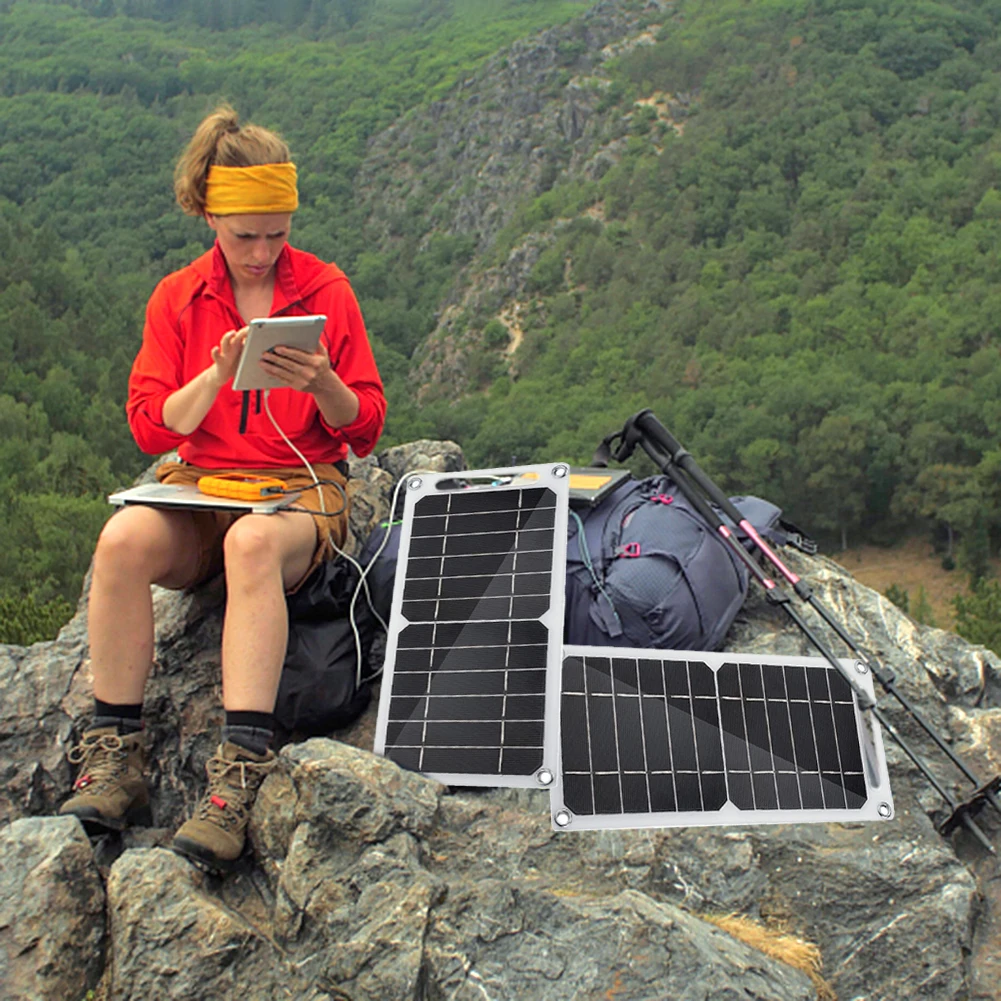 USB Solar Panel Outdoor 6W 5V Travel Solar Charger Power Bank for Mobile Phone Lights Emergency Light Accessories