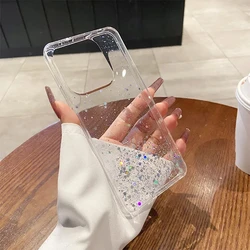 Sparkling Glitter Star Clear Phone Case - Slim and Soft Design - Galaxy A30 (White)