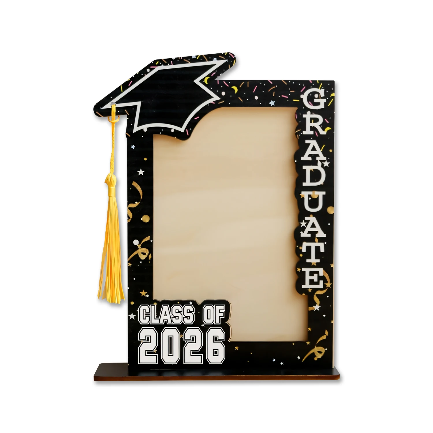 2026 Graduation Cap Photo Frame – Black Wooden Keepsake 5