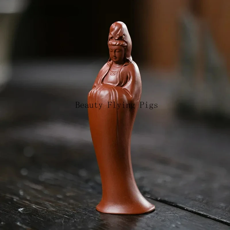Yixing, China Sculpture Purple Clay Tea Pet Guanyin Buddha Statue Handmade Tea Carving Crafts