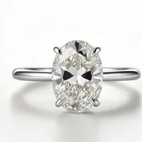 2026 New Personalized Fashion Oval Diamond Ring, Classic Four-claw Wedding Ring, Female 3