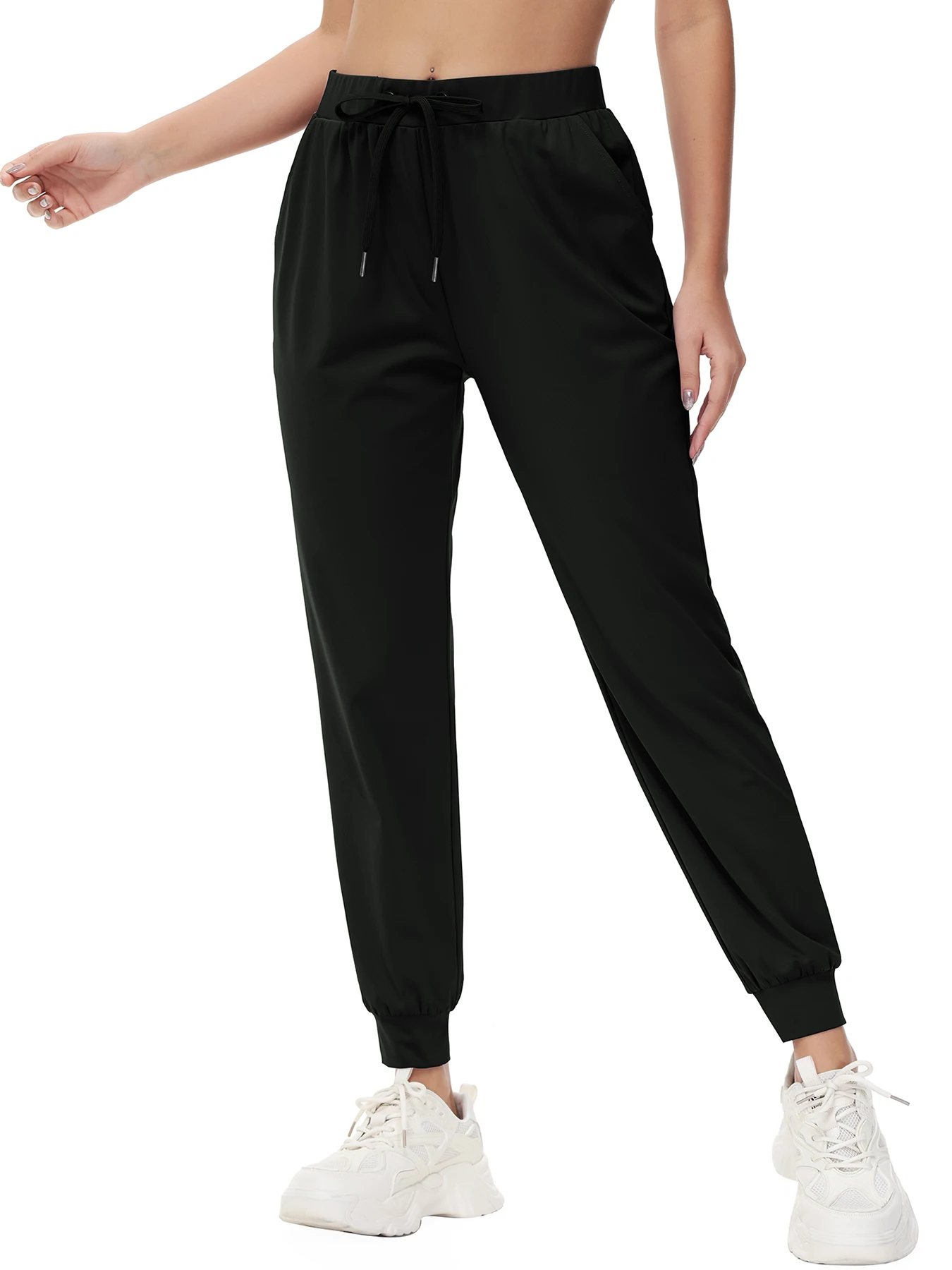 Women Quick-Dry Sports Pants Running Fitness Gym Sweatpants Outdoor Jogging Workout Trousers Cuffed Pants with Pockets 4