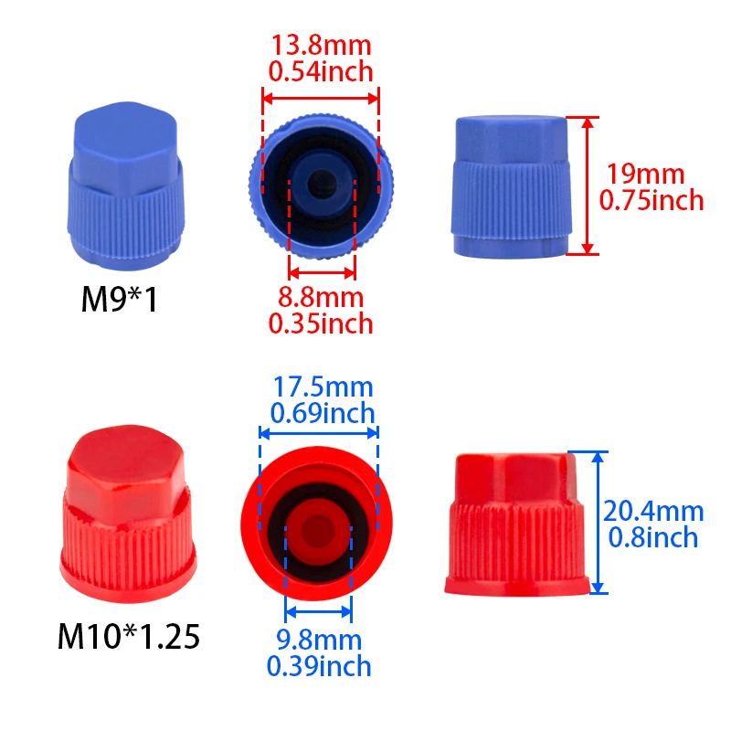 Air Conditioning Charging Port Caps 5 Pairs for Multiple Brands