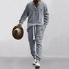 2024 Autumn New Men's Suit Europe And The United States Style Heavy Quality Jacquard V-neck Shirt Trousers Two Sets 6