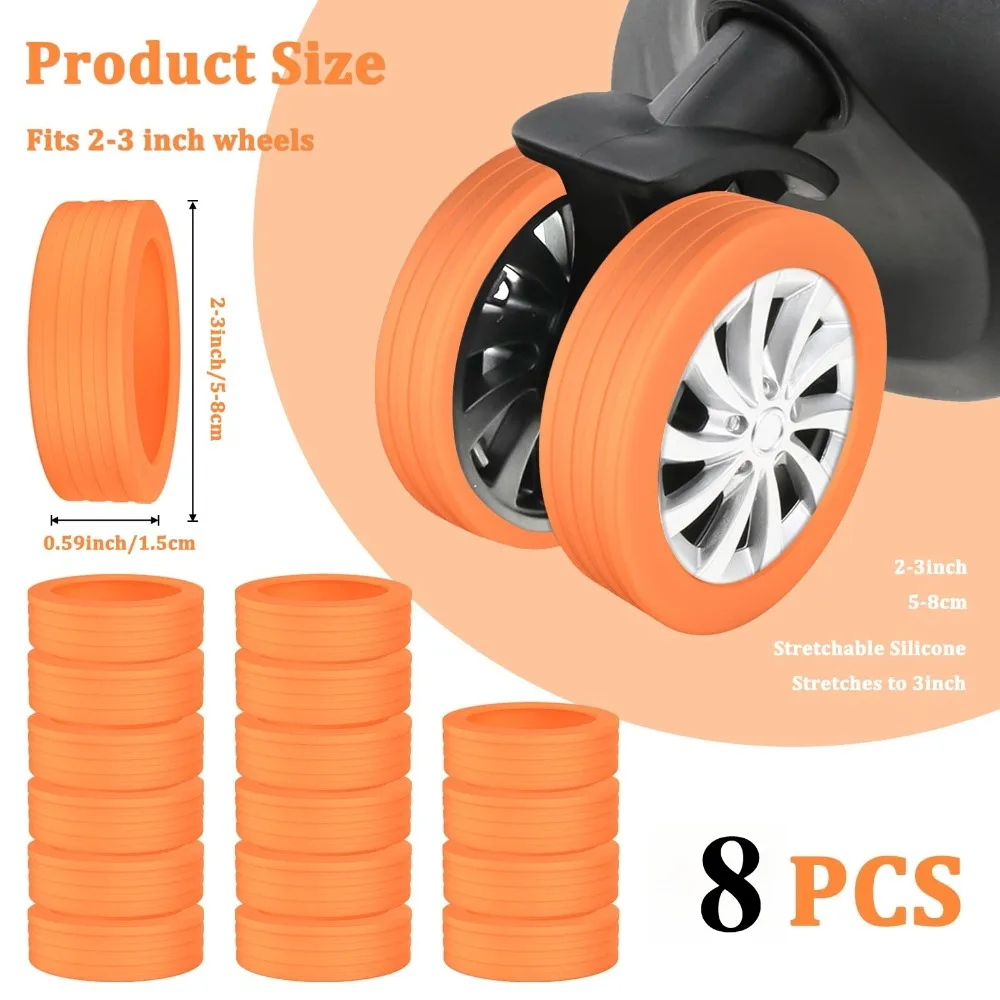 10 Copriruota Per Valigia In Silicone - Antirumore E Protezione - Adatti A Ruote Da 5 A 8 Cm - Accessorio Bagagli Nero