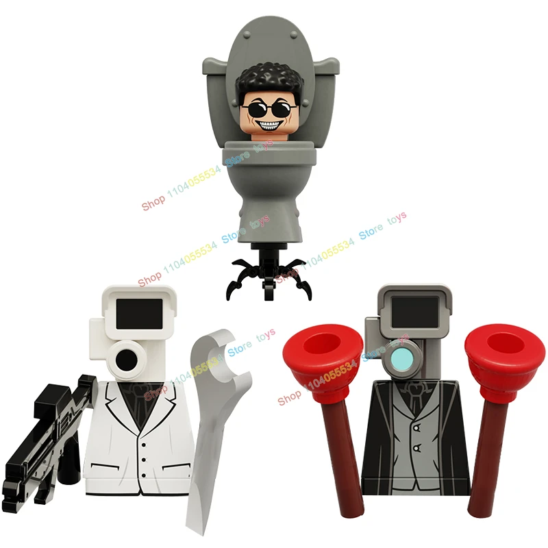 MOC Skibidi Toilet Mini Model Brick Suspended Toilet Man MOC Puzzle Assemble Action Figure Building BlocksToys Birthday Gifts 2