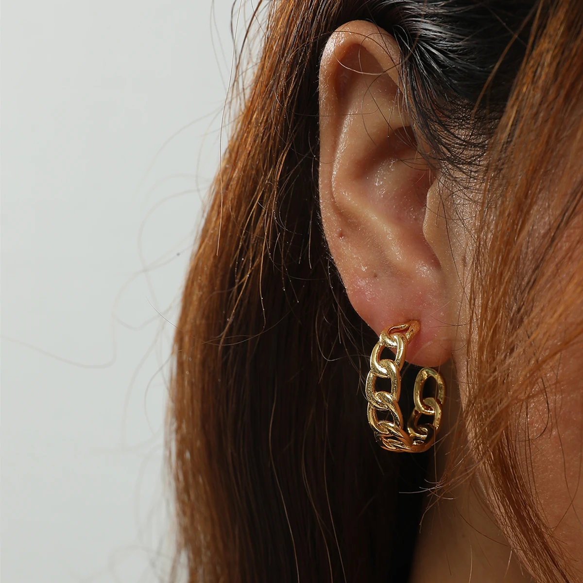 14KGP Fashion Metal Chain Design Earring For Girl Jewelry