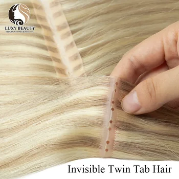 Estensioni dei capelli umani con trama a foro iniettato biondo Trama a farfalla con doppia linguetta dritta Estensioni di trama con foro marrone invisibile naturale