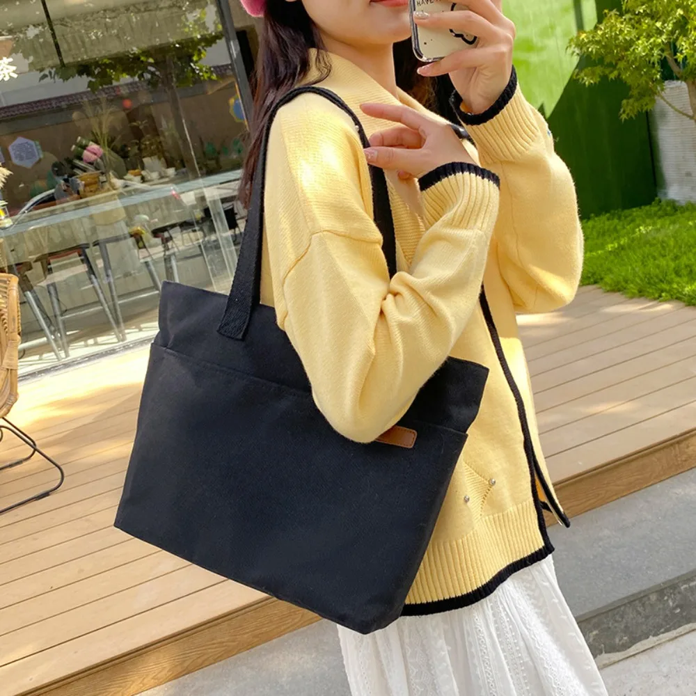 

Large Capacity Canvas Bags Minimalist Solid Color Portable Laptop Handbags Shoulder Bag Student