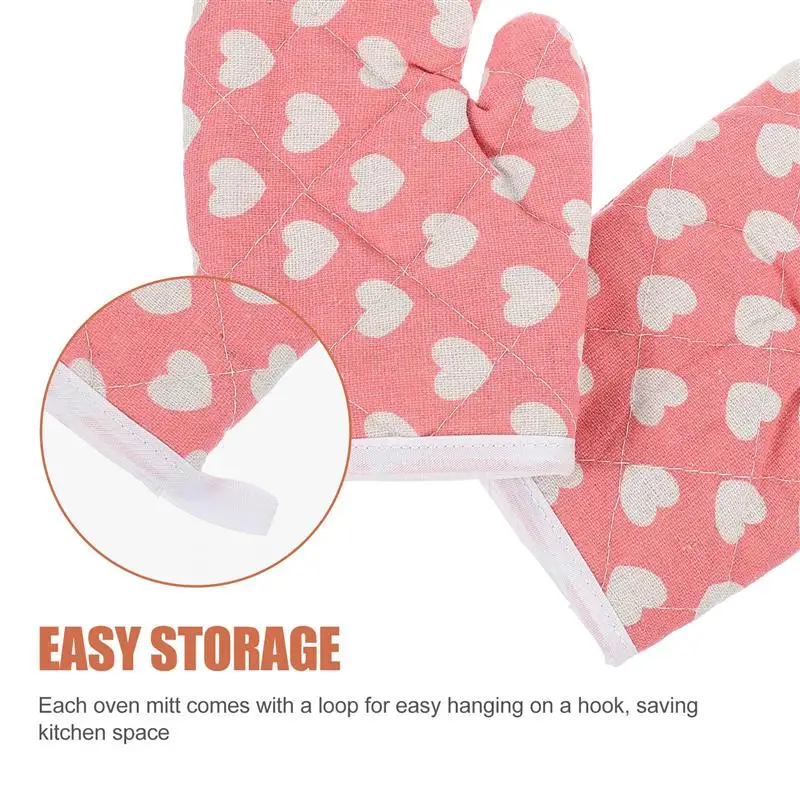 Oven Mitts Baking Gloves Heat Resistant Mittens Kids Thickened Insulated Kitchen Supply Polyester Resistance Child 2 Pcs