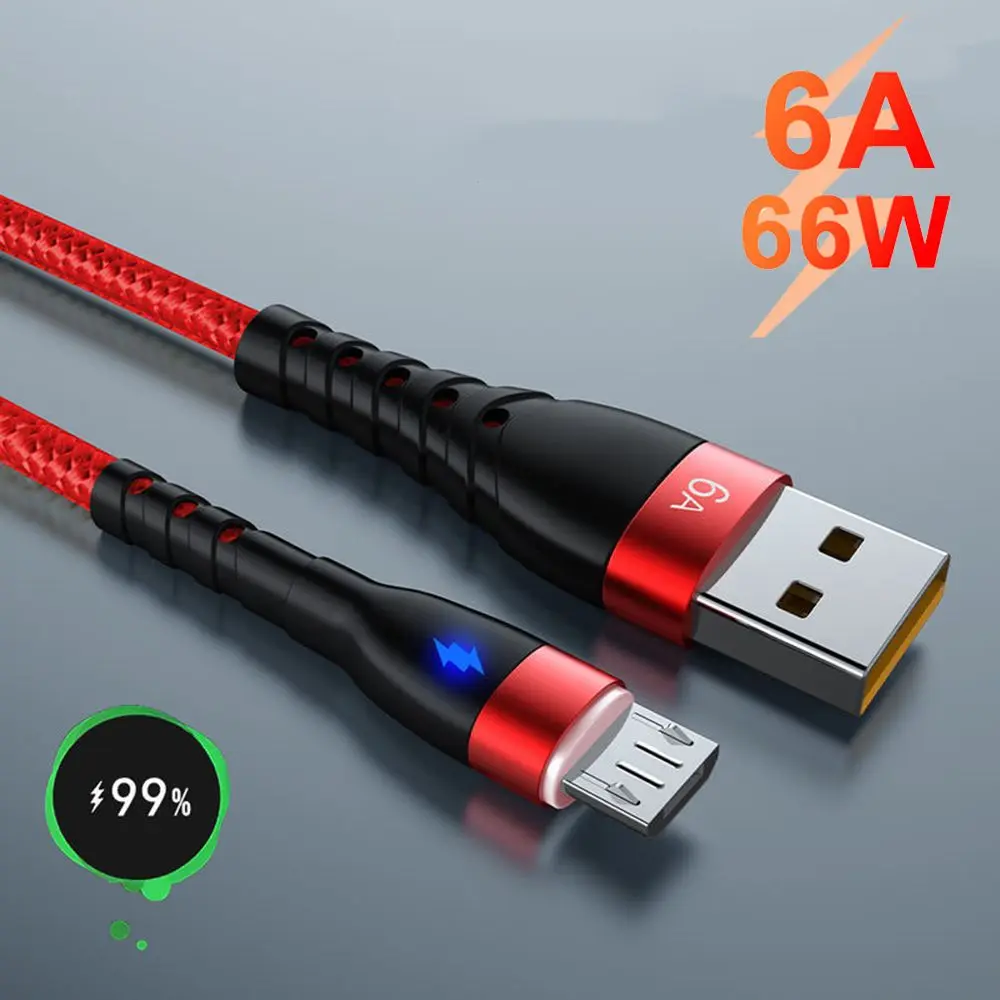 

66W 6A PD Fast Charging Line USB C to USB Type C Cable Data Line LED Indicator For Huawei OPPO Xiaomi Redmi